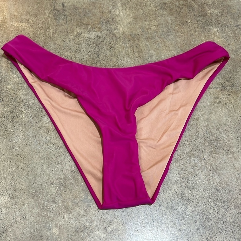 NWT J. Crew Radiant Fuchsia Curved Waist Cheeky Bikini Bottom Size M